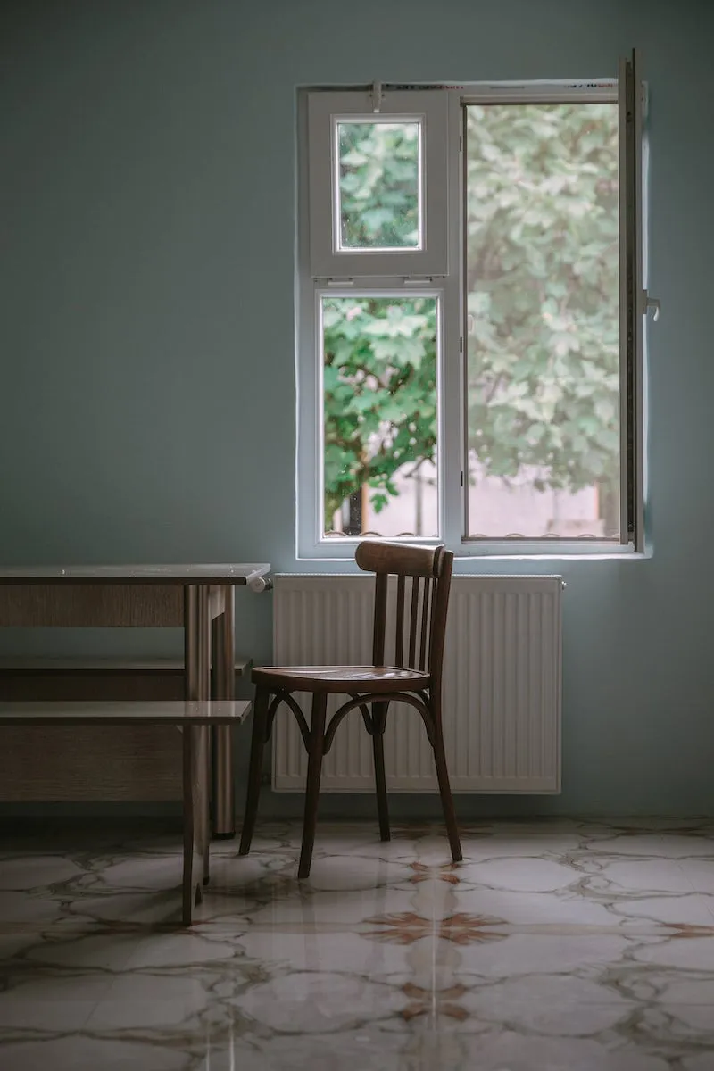An interior with a window