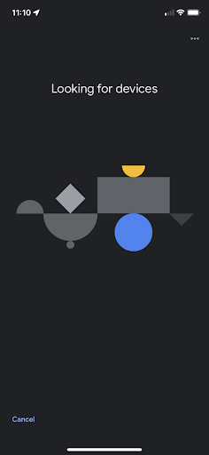Google Home app looking for devices screen