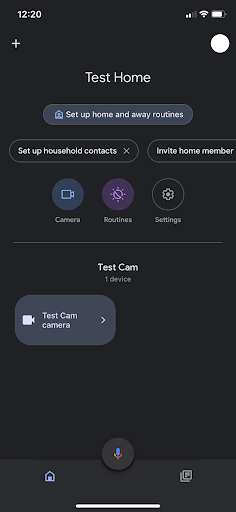 Main menu of Google Home app after setup