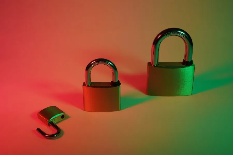 Three locks of differing sizes.