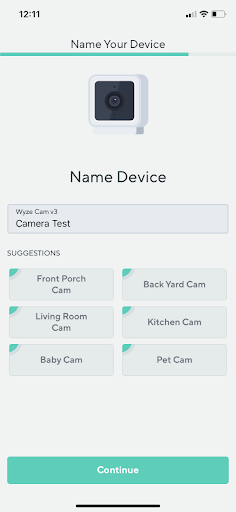 the fourth step of wyze v3 onboarding process (app screenshot)