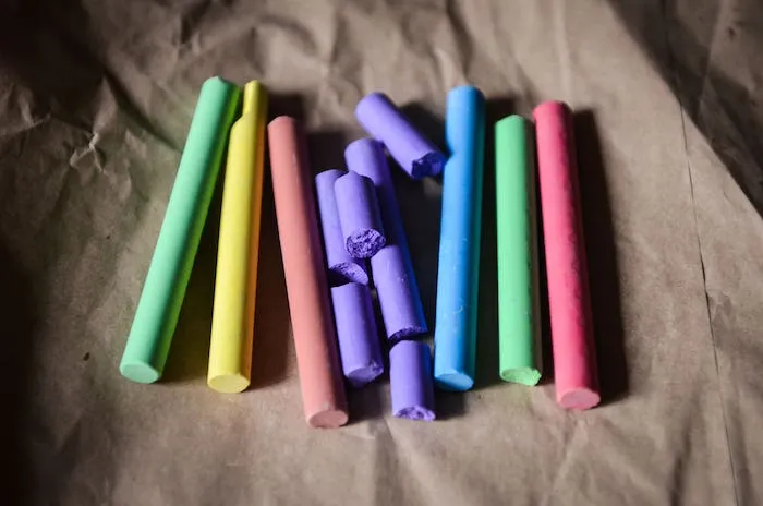 Different colored pieces of chalk.