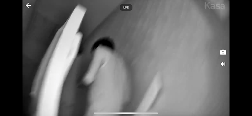Kasa Camera Motion tracking - the camera in mid-motion as it moves to track a subject.