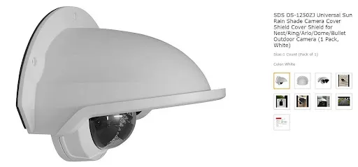a white sun rain shade camera cover