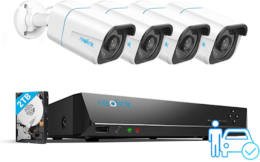Reolink 4K security system with four bullet cameras and a 2TB network video recorder