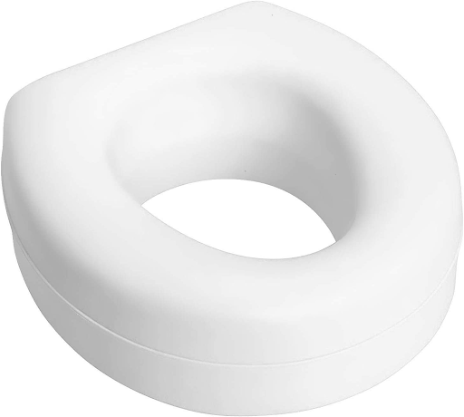 HealthSmart’s raised toilet seat, measuring 15x15x5 inches.