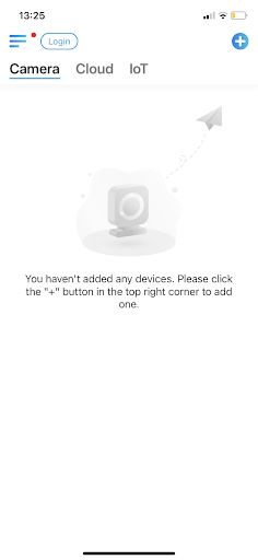 After accepting terms of service, you can immediately start adding devices from the main menu, without having to login.