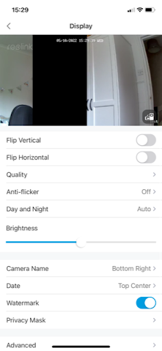 Using a privacy mask to black out part of the frame in the Reolink app.