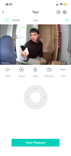 Wyze app motion tracking settings screen