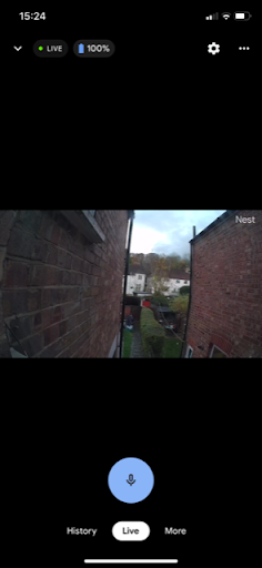 Nest cam - screenshot showing 'high' quality setting