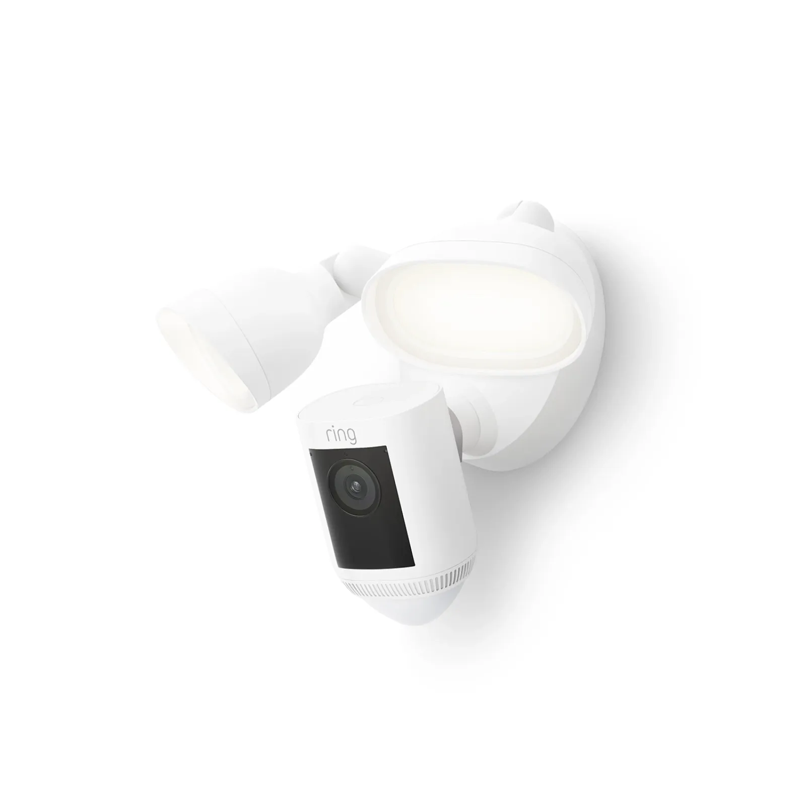 Ring Floodlight Cam Wired Pro with two floodlights above the camera
