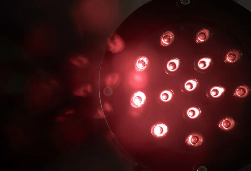 An extreme close-up of infrared LEDs