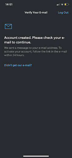 Ring app screenshot - verify email.