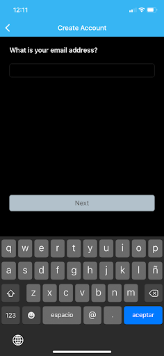 Blink App screenshot - create account email