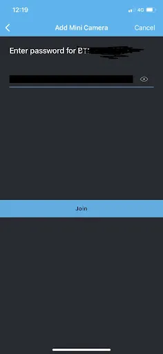 Blink App screenshot - enter password