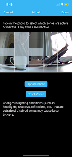 Blink App screenshot - motion detection zones