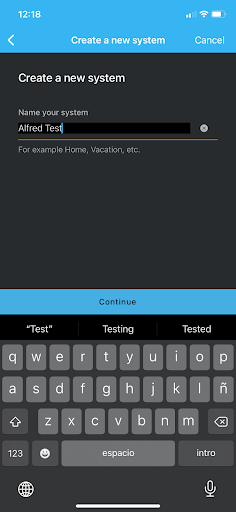 Blink App screenshot - name your system