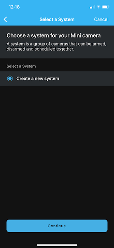 Blink App screenshot - select system