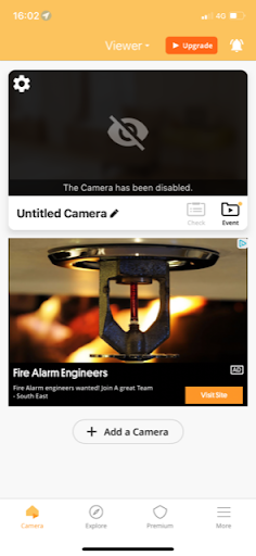 AlfredCamera camera live feed disabled