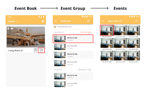 AlfredCamera events settings.