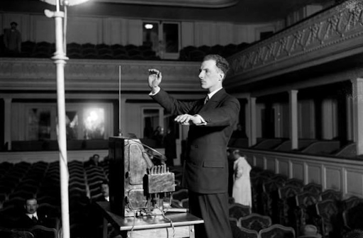 León Theremin playing the theremin.