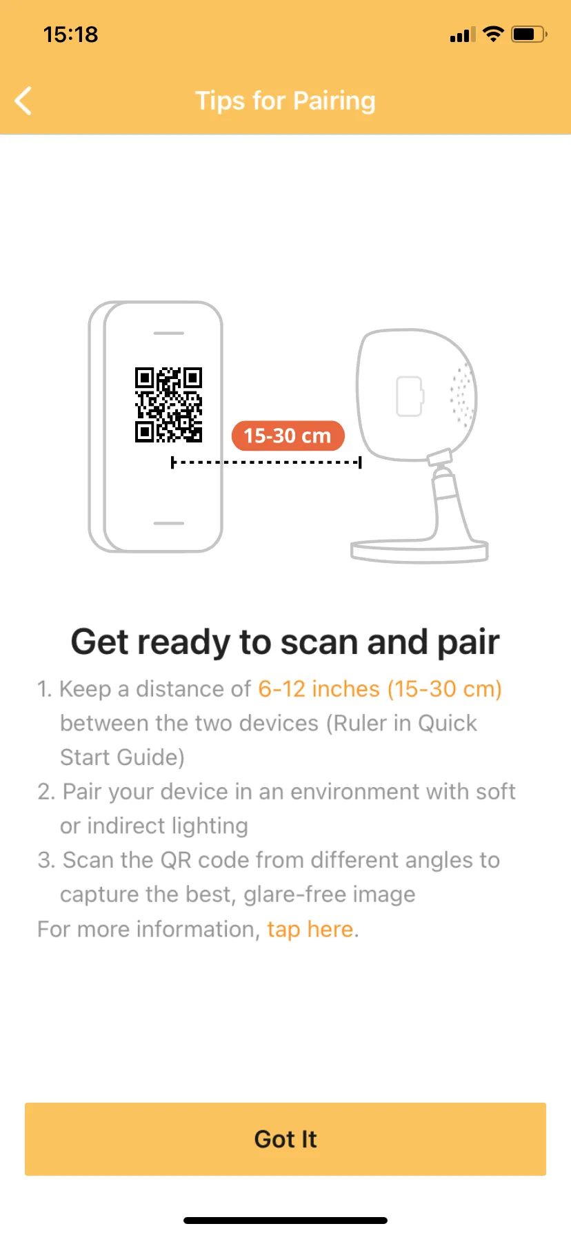 AlfredCamera app screen (pairing instruction)