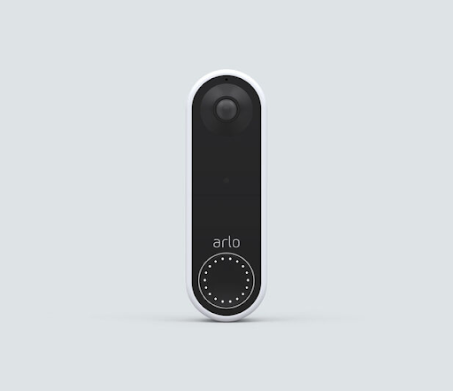 Arlo Essential Wireless Video Doorbell in black and white